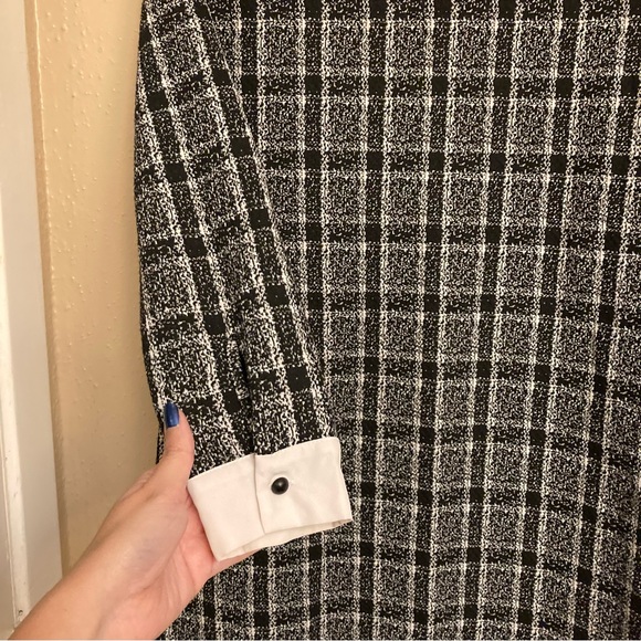 Primark Black and White Checkered Long Sleeve Dress - Picture 4 of 10